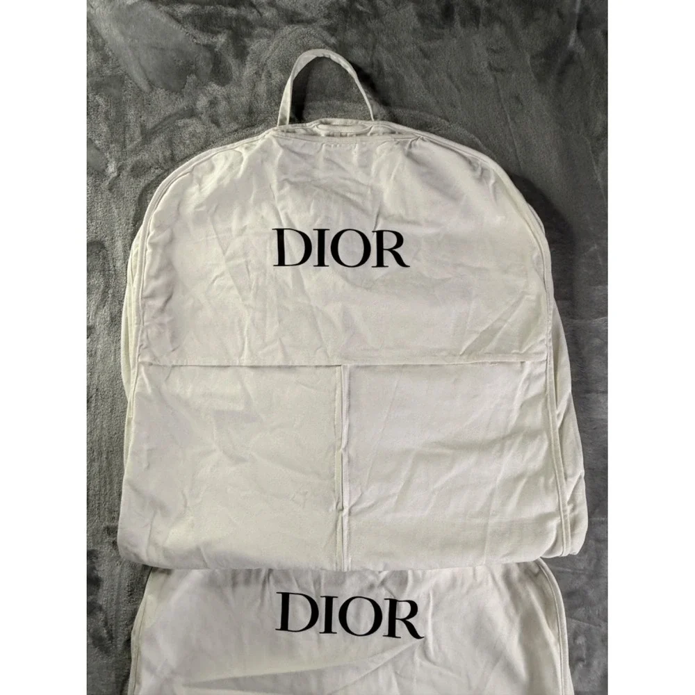 Dior Garment Bag White Canvas Suit Cover Travel Storage Zip Logo 37x26